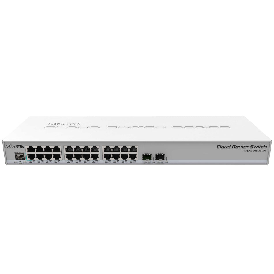 MikroTik CRS326-24G-2S+RM 24-Port Gigabit Ethernet Switch with 2x 10G SFP+ Dual Boot SwOS RouterOS