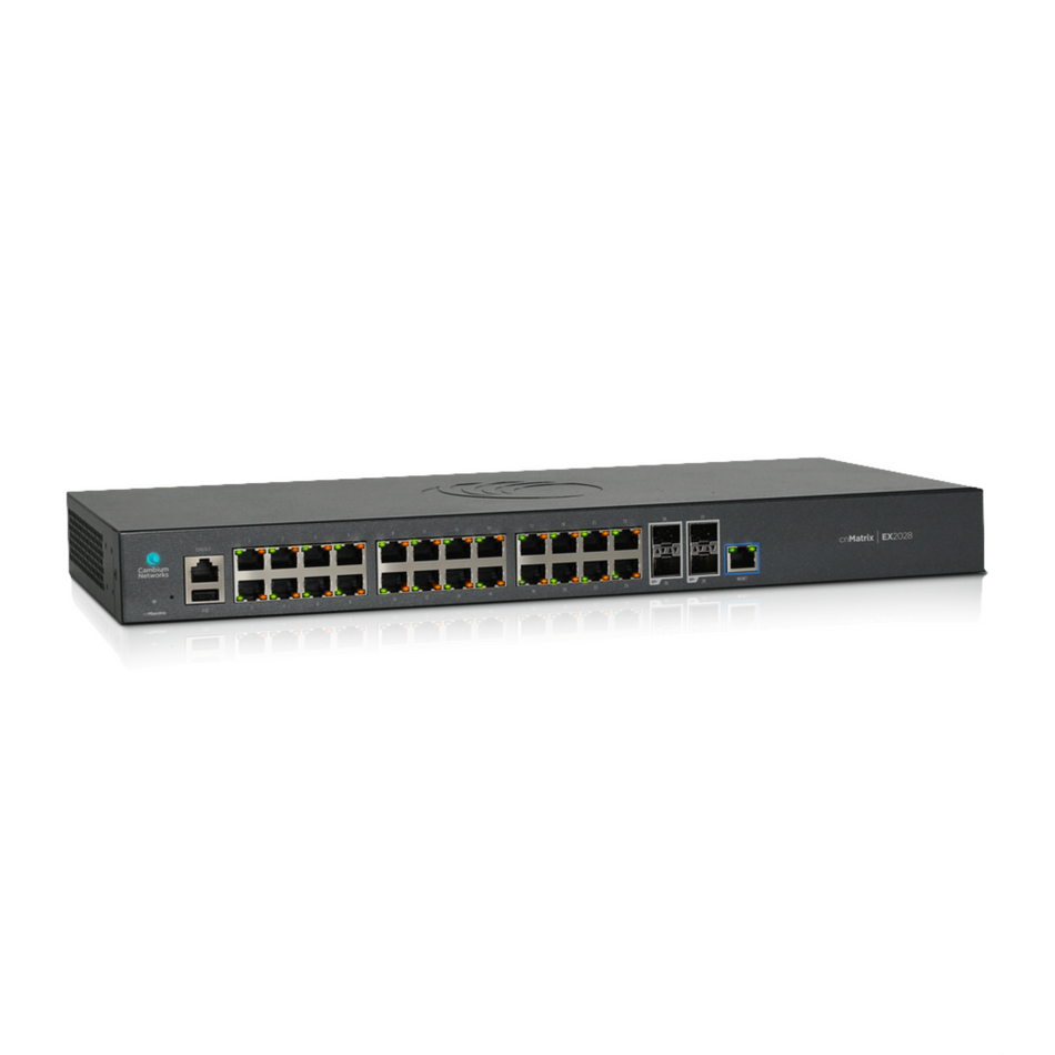 Cambium cnMatrix EX2028, Intelligent Ethernet Switch, 24 1G and 4 SFP+ fiber ports - US Power Cord