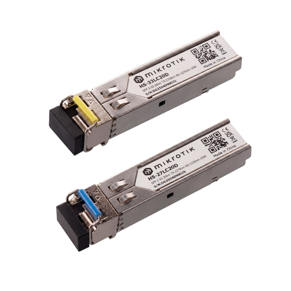 MikroTik HS-2733LC20D 1G/2.5G BiDi SFP Single-Mode Fiber Transceiver Pair