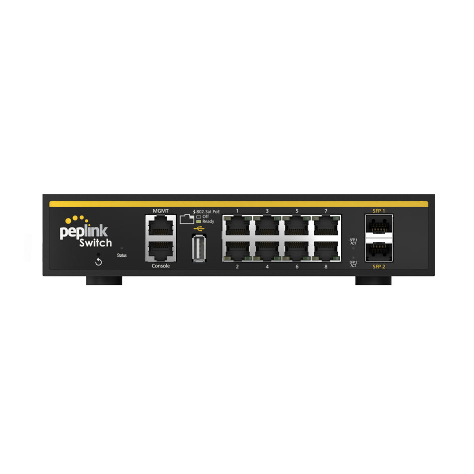 Peplink 8-Port 802.3at 2x 1G SFP+ Ports 240W PoE SD Switch [PSW-8-240W-RUG]