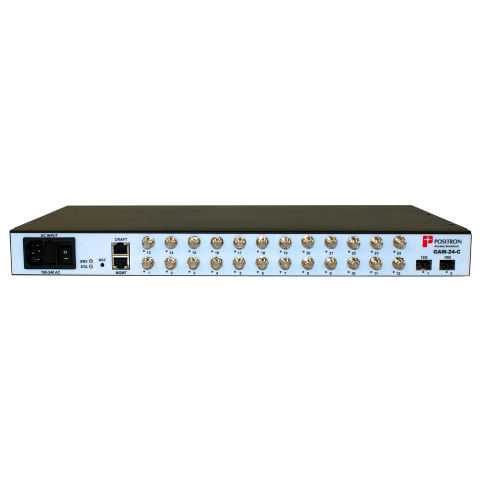 Positron G.hn Access Multiplexer GAM with 24x Coax Ports 2x 10Gbps SFP+ Ports [GAM-24-C]