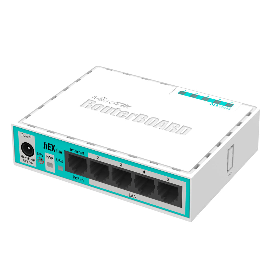 MikroTik hEX lite 5x Ethernet Router (Complete with enclosure, power supply) [RB750r2] **Open Box**