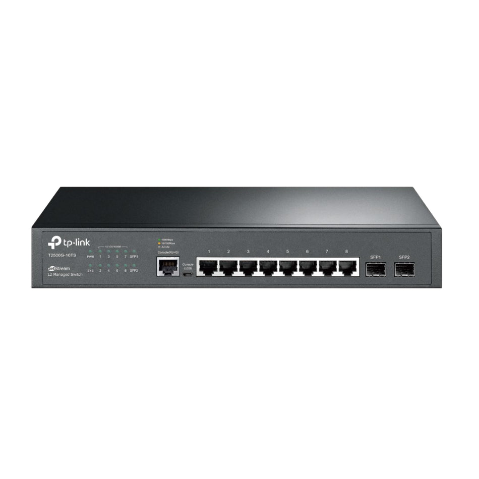 TP-Link JetStream 8-Port, 2 SFP Slots L2 Managed Switch [T2500G-10TS]