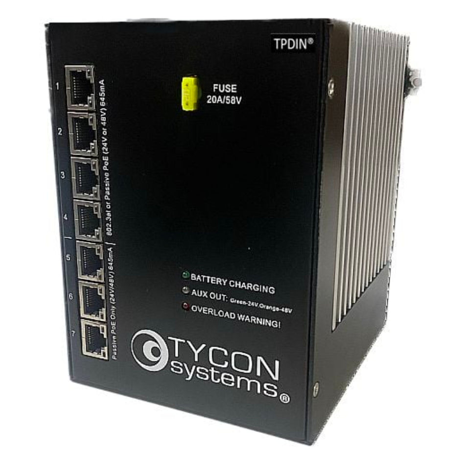 Tycon Solar MPPT Solar Controller w/ Monitor and 7-Port Gigabit PoE Switch [TPDIN-SC48-20]