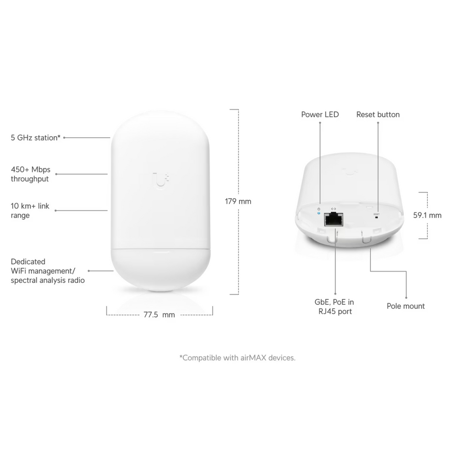 Ubiquiti airMAX NanoStation AC Loco 5GHz Radio (5-Pack) [LOCO5AC-5]