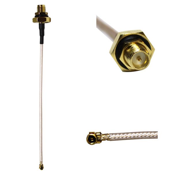 Maxxwave Pigtail U.FL to RP-SMA Bulkhead w/O-Ring (4in / 10cm)