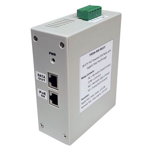 Tycon Systems 18-57V PoE Powered Relay with Gigabit Data Passthrough [TPDIN-POE-RELAY]