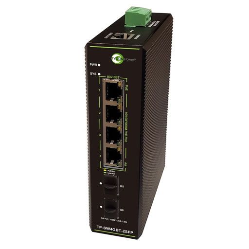 Tycon Power POE Switch GIGE 4X 802.3bt 2x SFP MGMT DIN